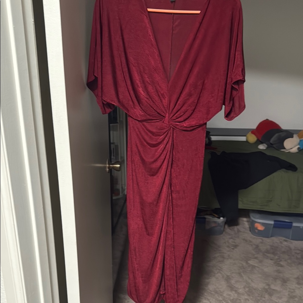 Elegant Red Draped Dress